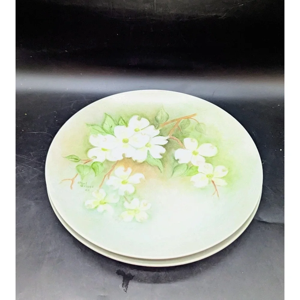 Set/2 Vintage Hand Painted Floral Flower 10